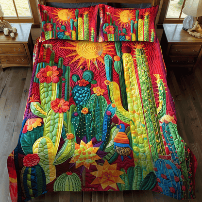 Cactus Garden Vista 3-Piece Quilted Bedding Set