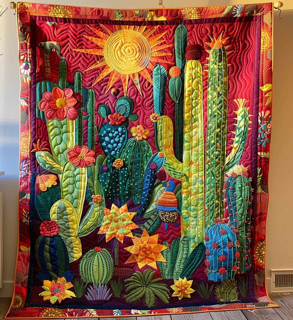 Cactus Garden Vista Quilted Blanket
