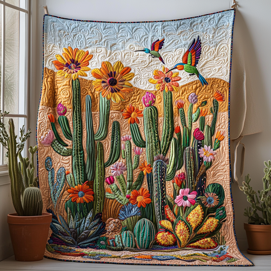 Cactus Haven Quilted Blanket