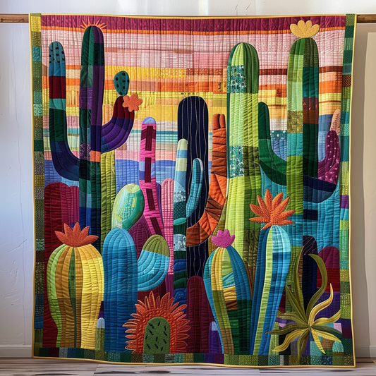Cactus Melody Quilted Blanket