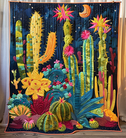 Cactus Oasis Quilted Blanket