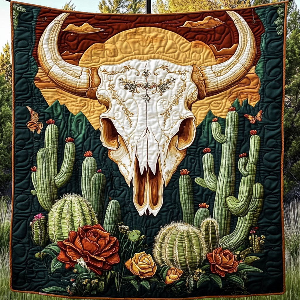 Cactus Bloom Quilted Blanket