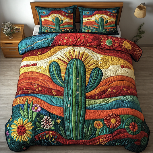 Cactus Dream 3-Piece Quilted Bedding Set
