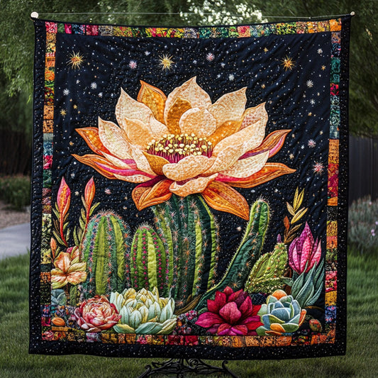 Cactus Moon Quilted Blanket