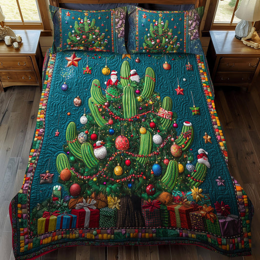 Cactus Reflections 3-Piece Quilted Bedding Set