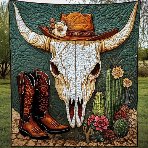 Cactus Skull Quilted Blanket