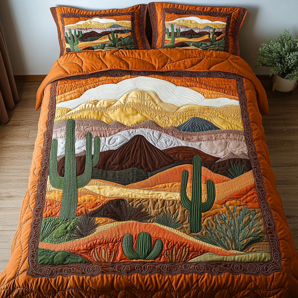 Cactus Valley 3-Piece Quilted Bedding Set