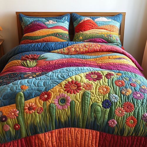 Cactus Wind 3-Piece Quilted Bedding Set