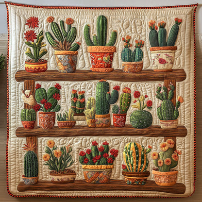 Cactus on Display Quilted Blanket