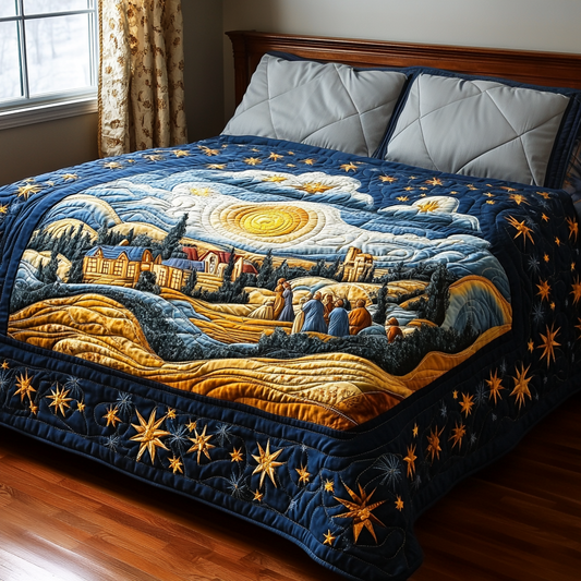 Calm And Bright Quilted Blanket