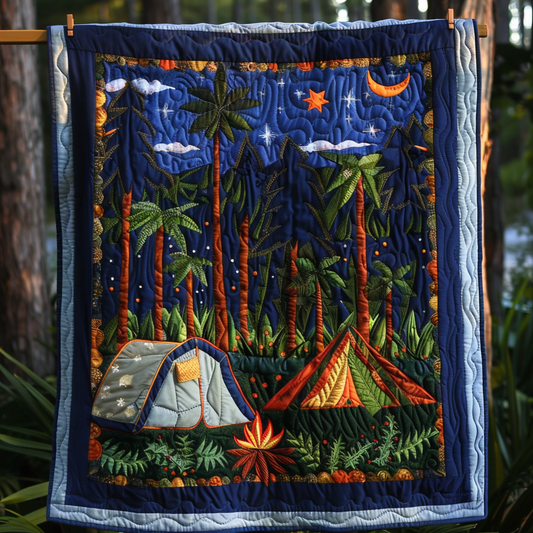 Campfire Under Stars Quilted Blanket