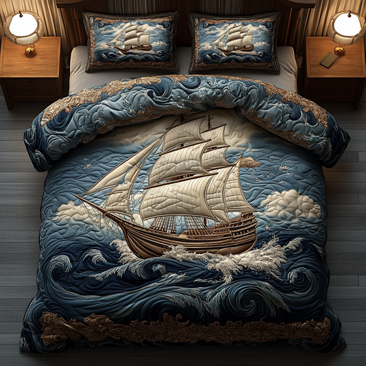 Captain Voyage 3-Piece Quilted Bedding Set