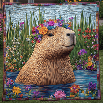 Capybara Bliss Quilted Blanket