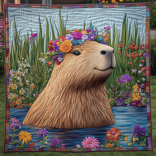 Capybara Bliss Quilted Blanket