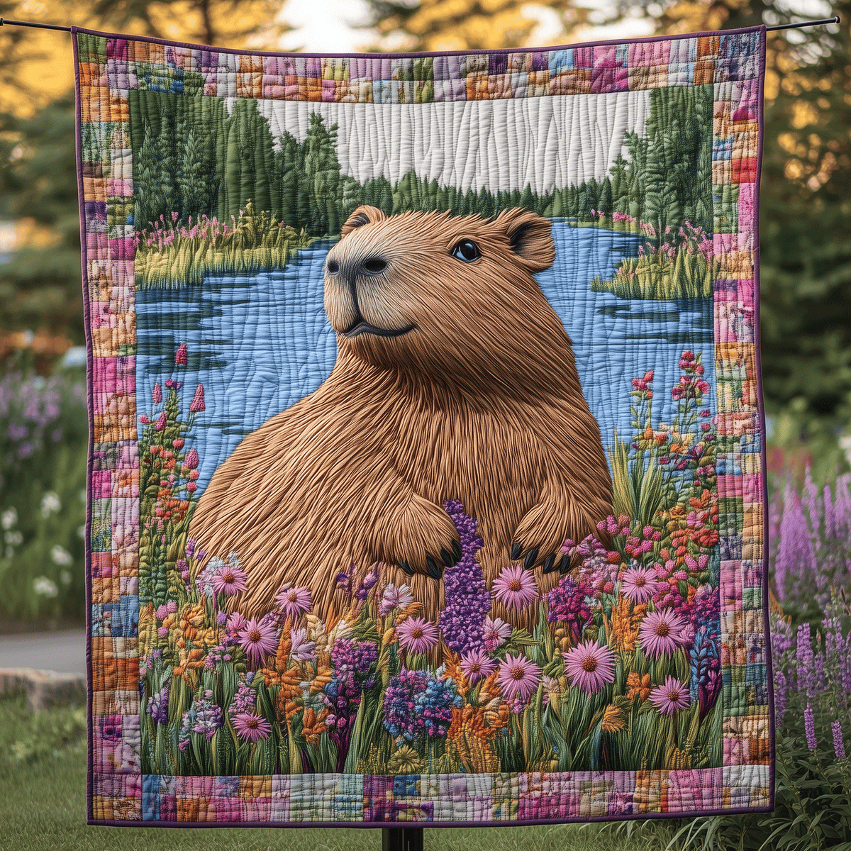Capybara Serenity Quilted Blanket