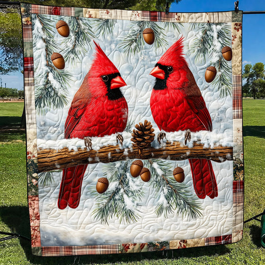Cardinal Couple Quilted Blanket