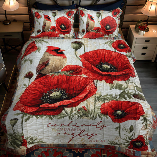 Cardinal Dreams 3-Piece Quilted Bedding Set