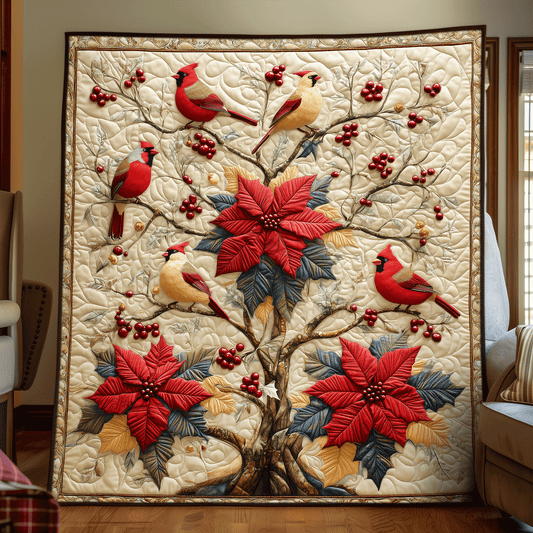 Cardinal Family Quilted Blanket
