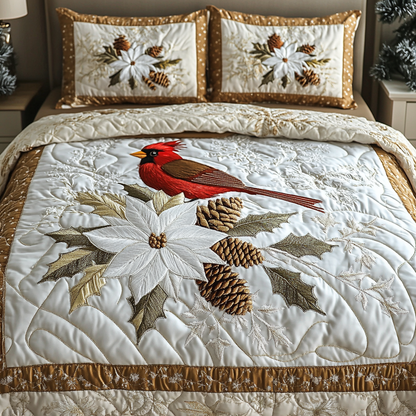 Cardinal Fantasy 3-Piece Quilted Bedding Set