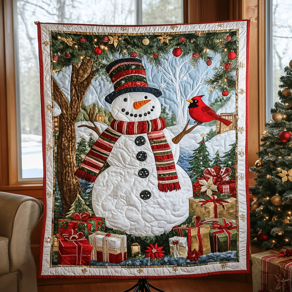 Cardinal Frost Quilted Blanket