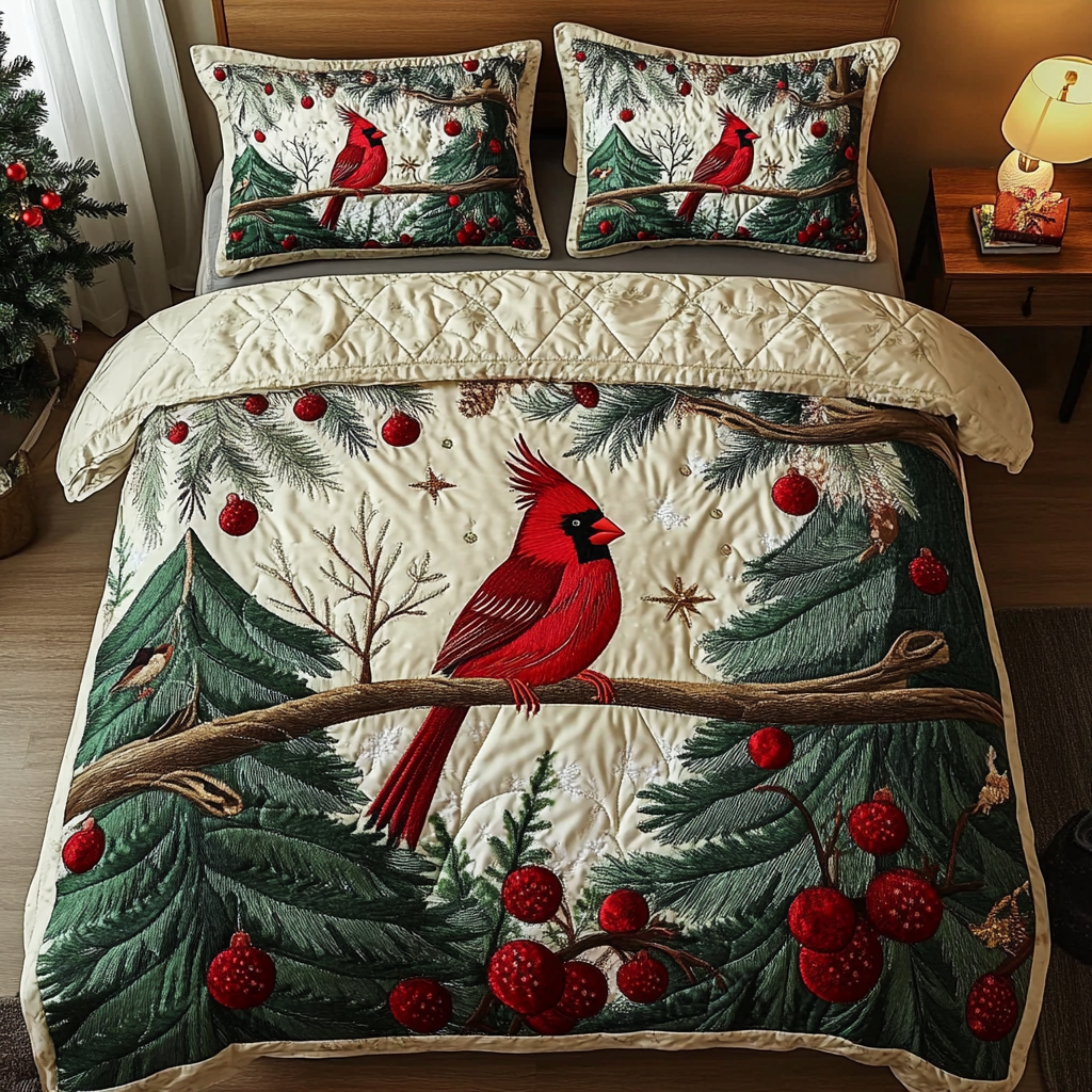 Cardinal Serenade 3-Piece Quilted Bedding Set