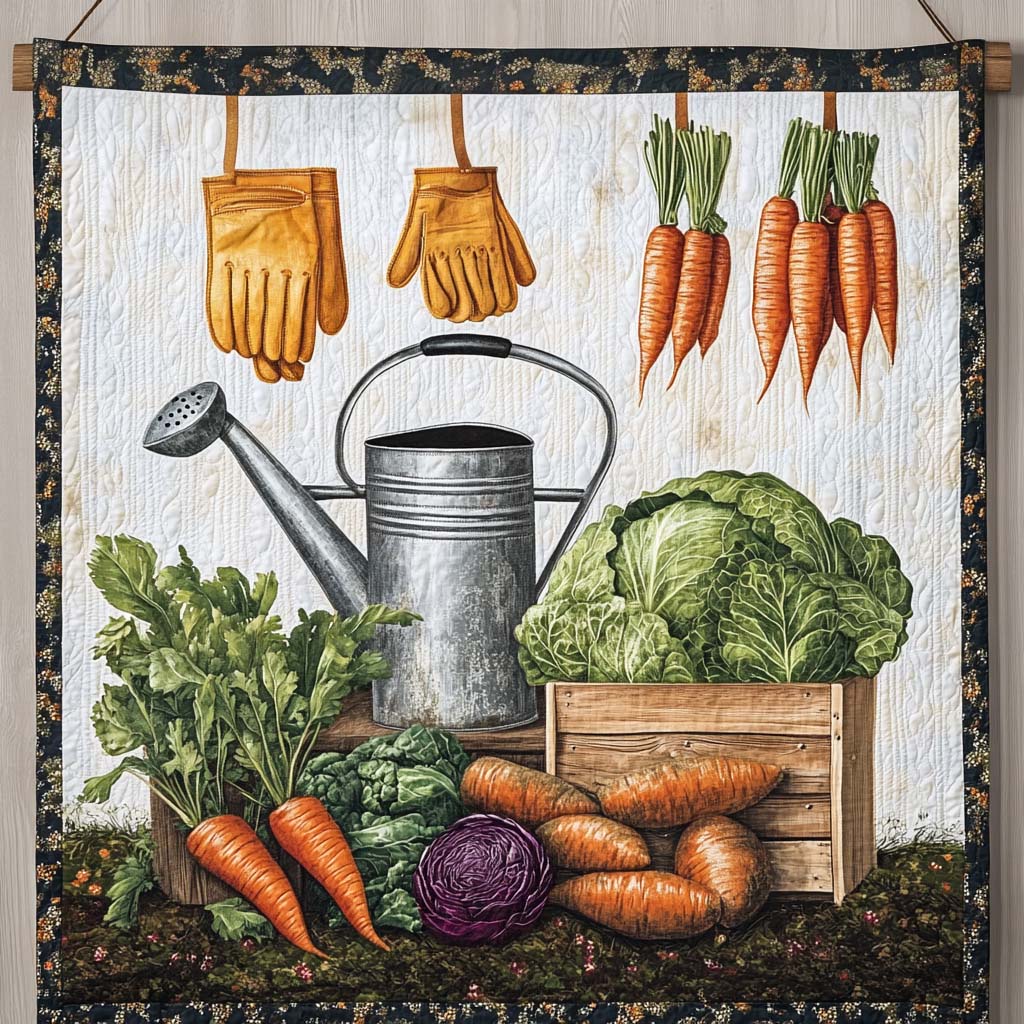 Carrot Patch Quilted Blanket