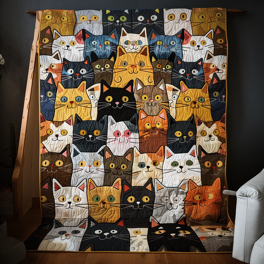 Cat Crowd Quilted Blanket