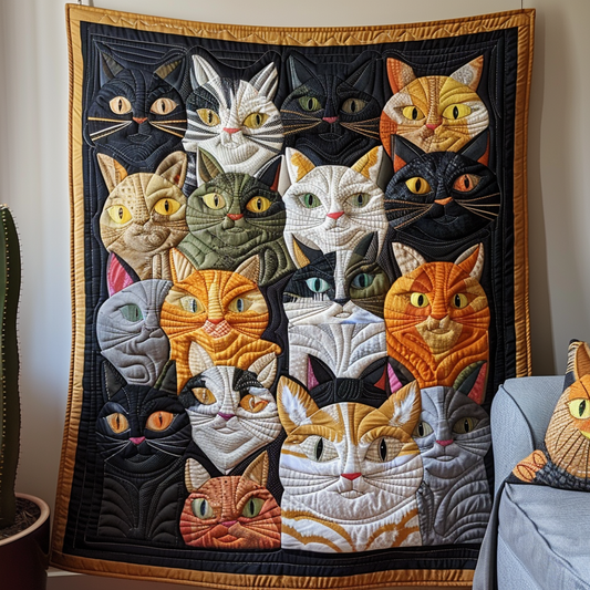 Cat Lover's Dream Quilted Blanket