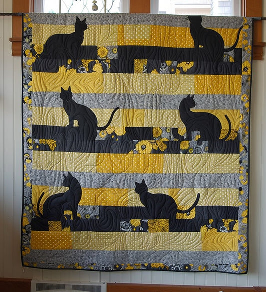 Cat Silhouette Quilted Blanket