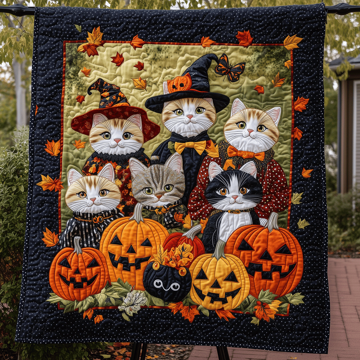 Cat Coven Halloween Quilted Blanket