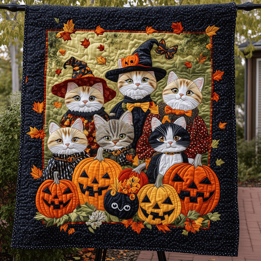 Cat Coven Halloween Quilted Blanket
