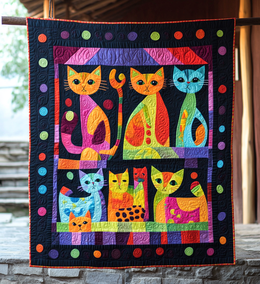 Cat Fantasy Quilted Blanket