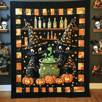 Cat Magic Potion Quilted Blanket