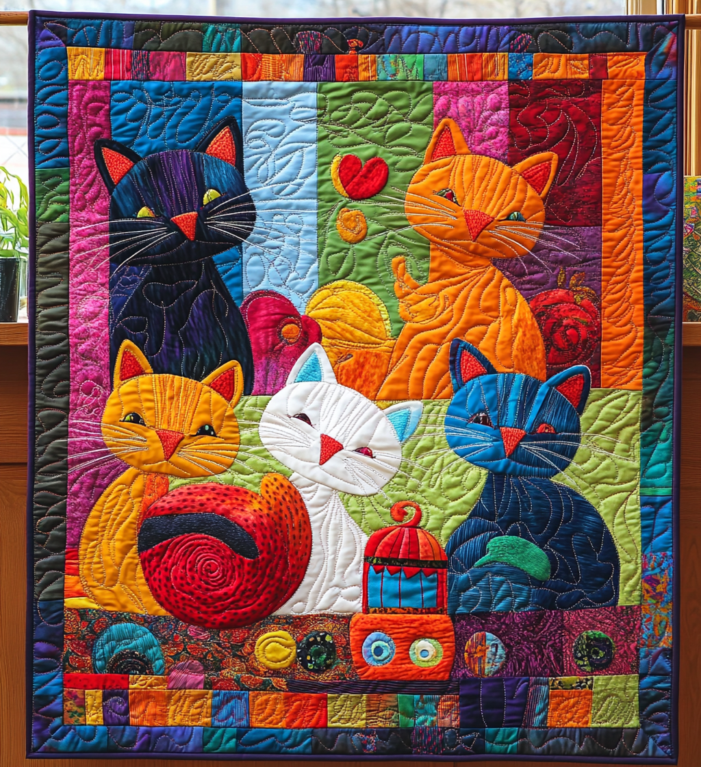 Cat Song Quilted Blanket