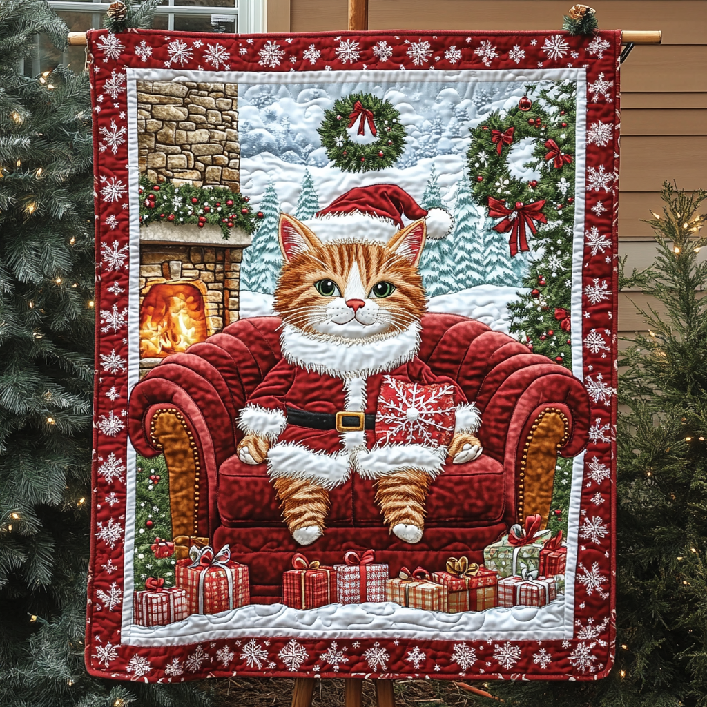 Catnip Christmas Joy Quilted Blanket