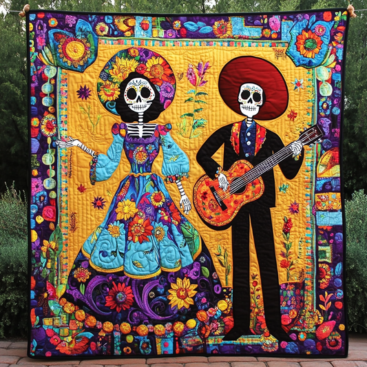 Catrina And Charro Quilted Blanket