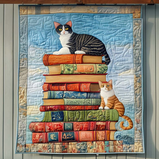 Cats Among Classics Quilted Blanket