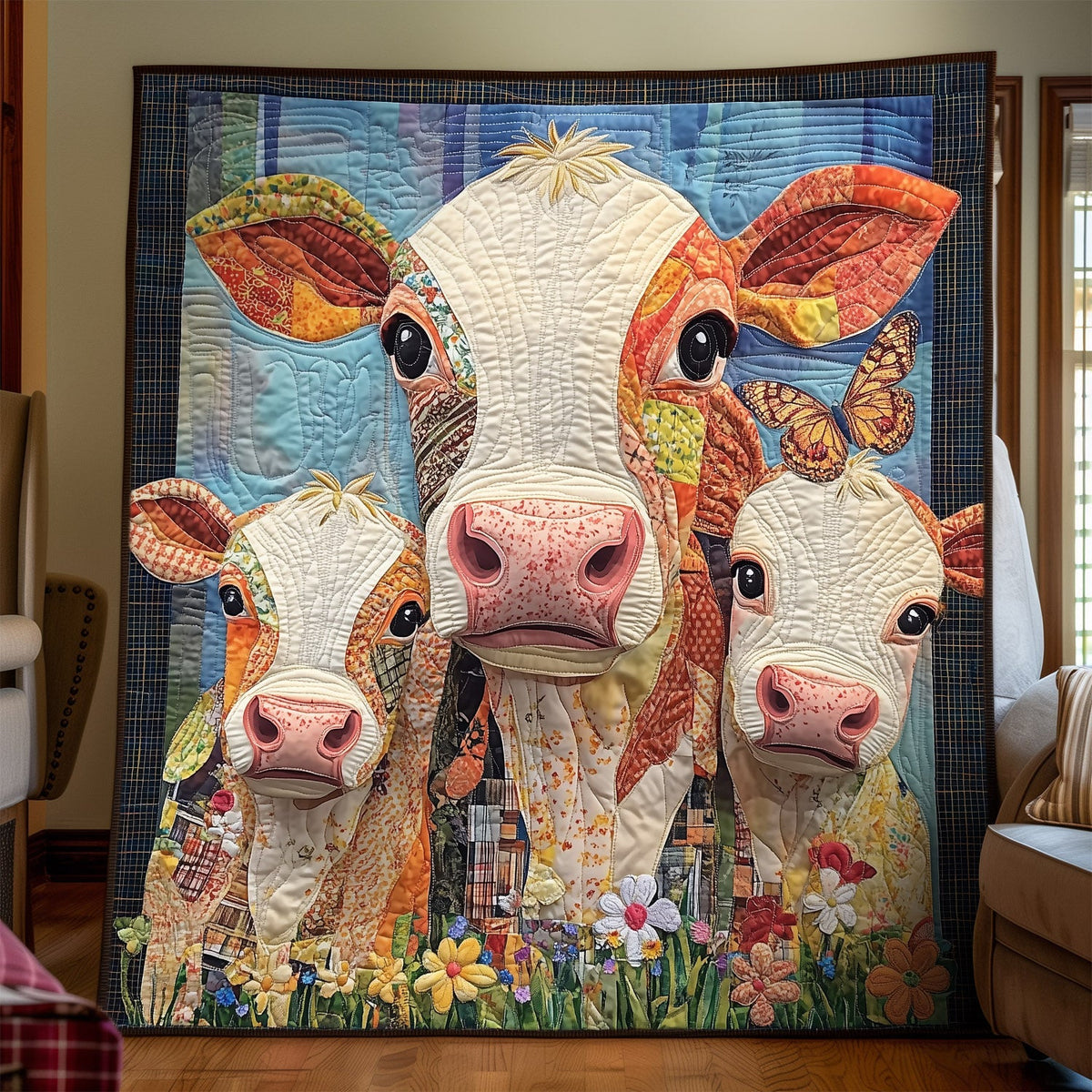 Cattle Charm Quilted Blanket