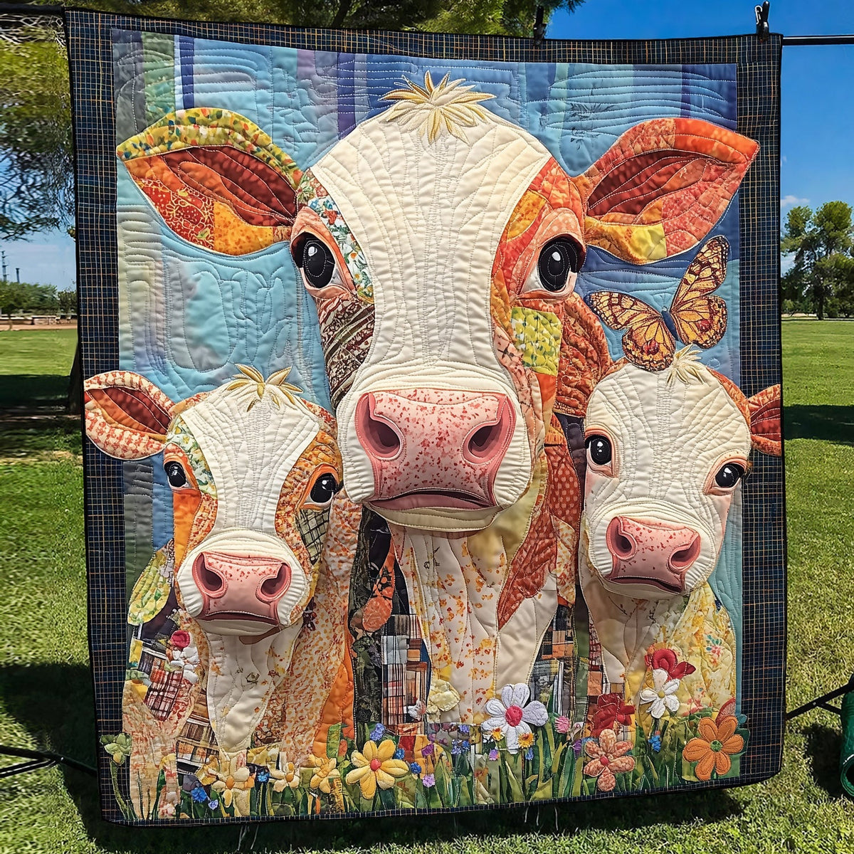Cattle Charm Quilted Blanket