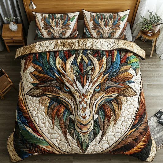 Celestial Dragon 3-Piece Quilted Bedding Set