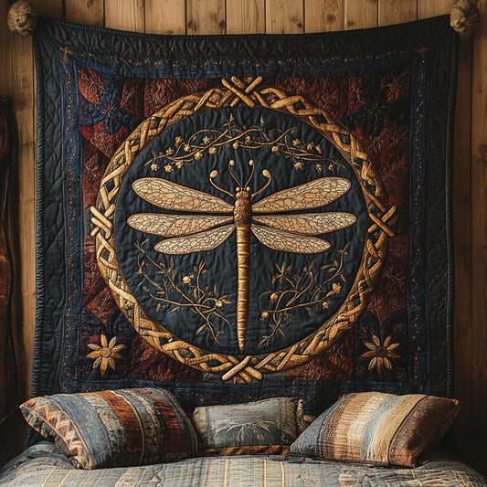 Celestial Dragonfly Quilted Blanket