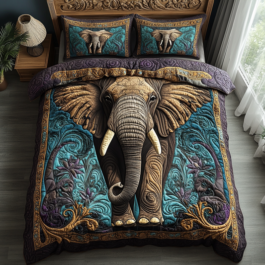 Celestial Elephant 3-Piece Quilted Bedding Set