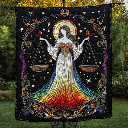 Celestial Libra Goddess Quilted Blanket