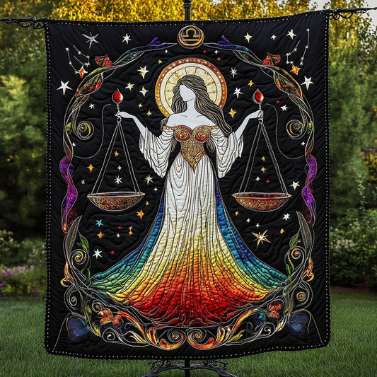 Celestial Libra Goddess Quilted Blanket