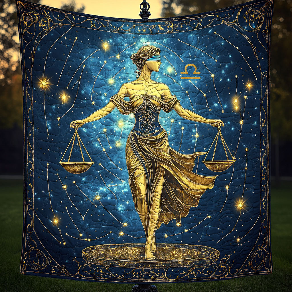 Celestial Libra Queen Quilted Blanket
