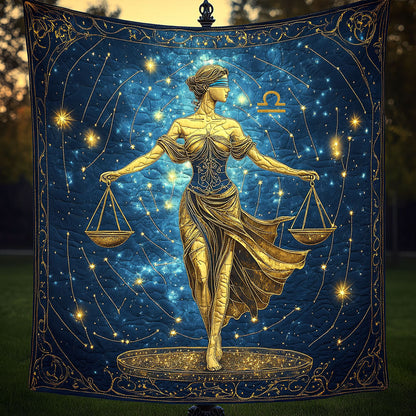 Celestial Libra Queen Quilted Blanket