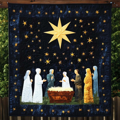 Celestial Nativity Quilted Blanket