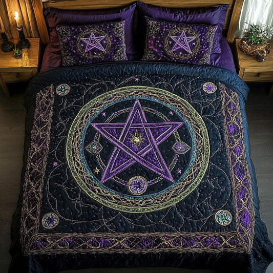 Celestial Pentagram 3-Piece Quilted Bedding Set