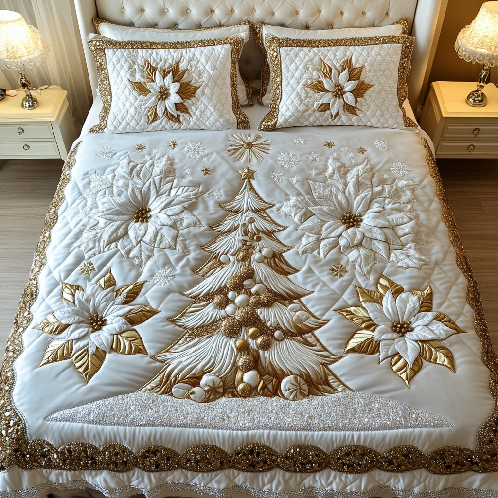 Celestial Snowfall 3-Piece Quilted Bedding Set