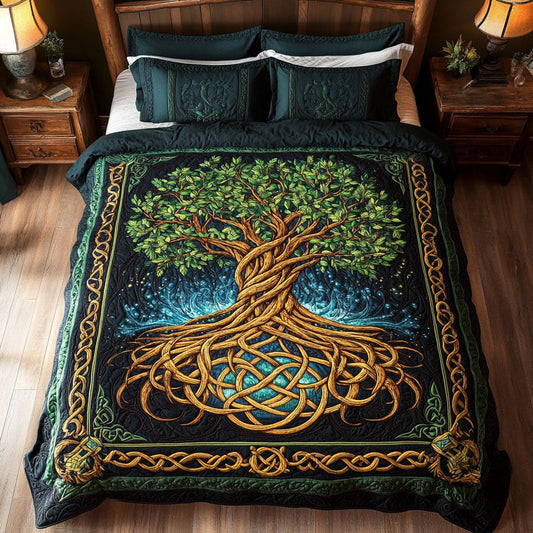 Celtic Bloom Haven 3-Piece Quilted Bedding Set